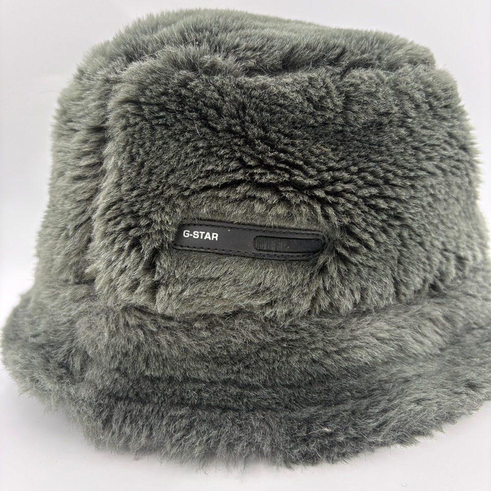 G‑Star RAW “3301” Gray Denim Bucket Hat Faux Fur Lined - Picture 3 of 3